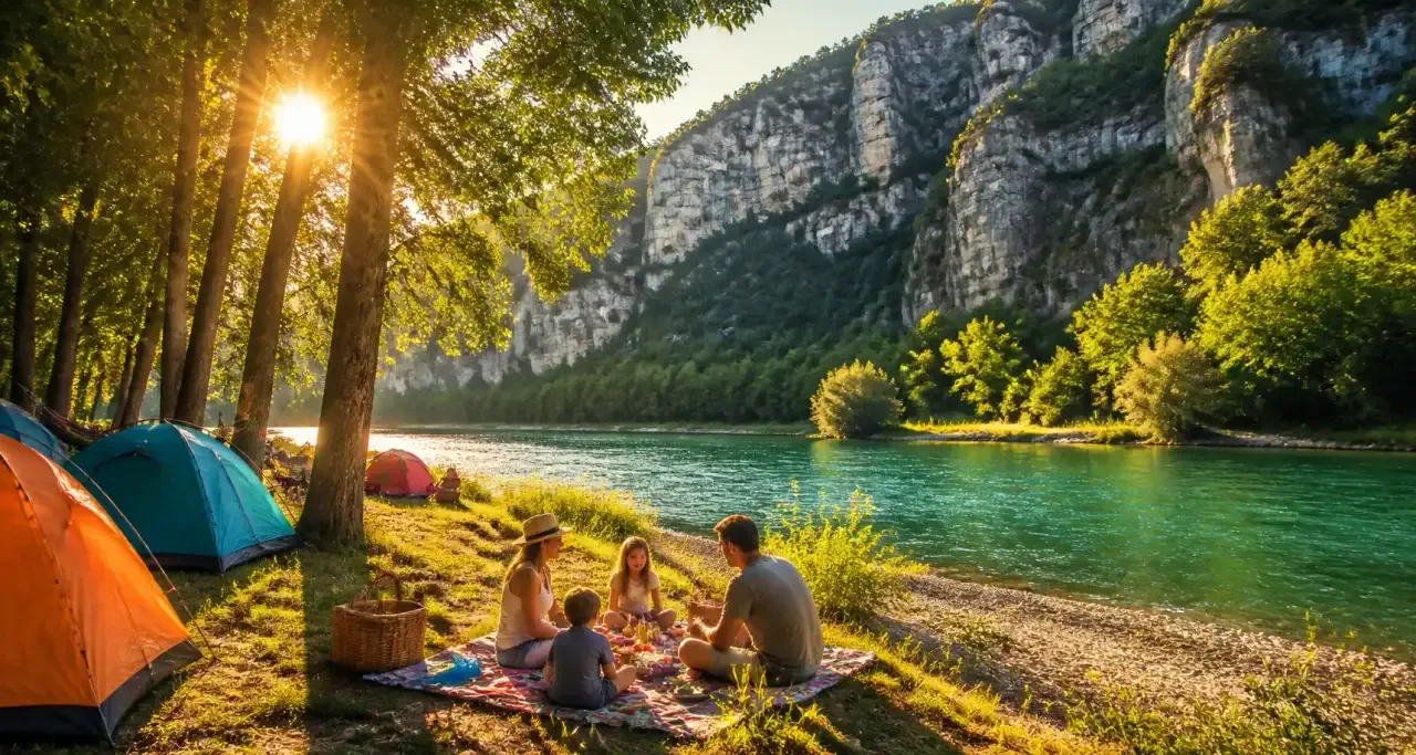 Camping nature en famille au bord de la Dordogne en Occitanie