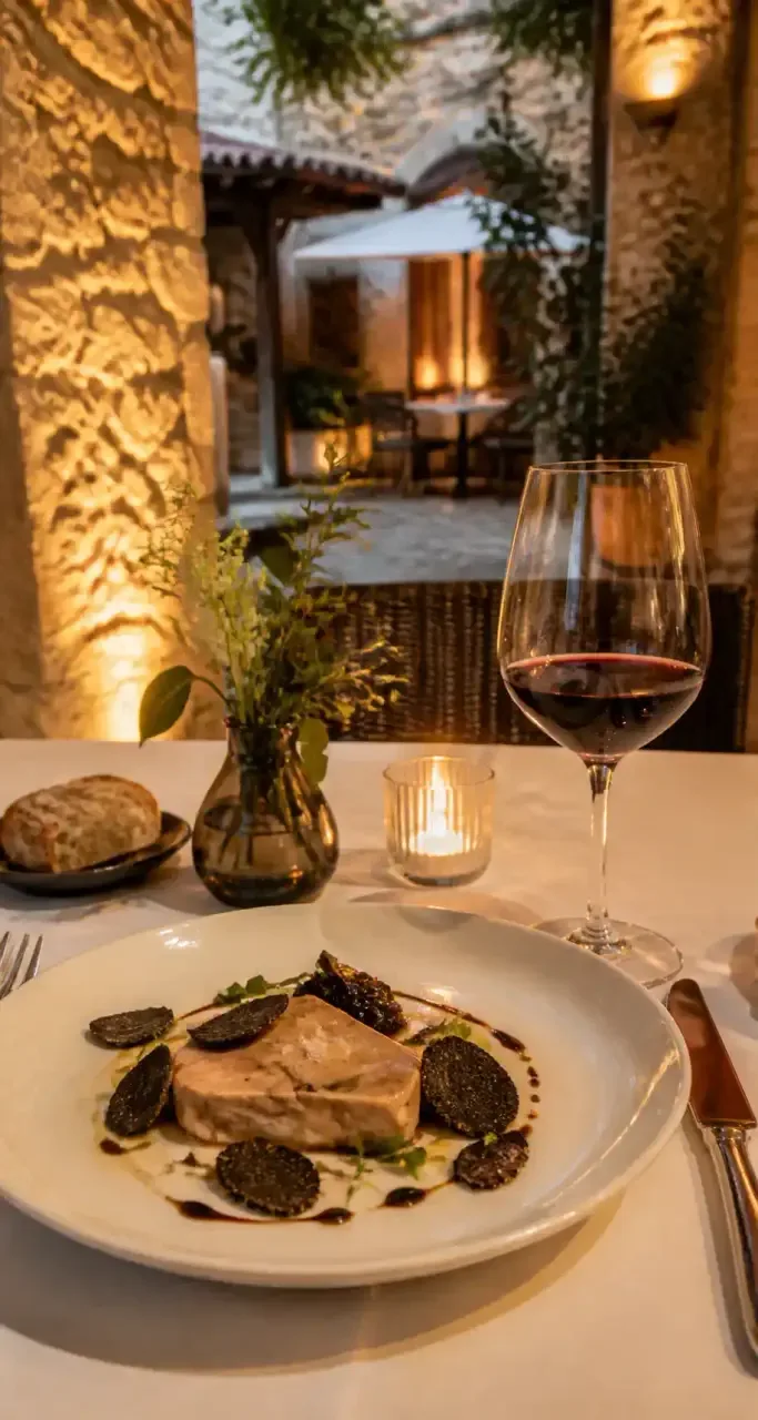 Assiette gastronomique du terroir lotois avec foie gras et truffe