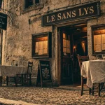 Le sans lys martel : façade du restaurant traditionnel, place et terrasse