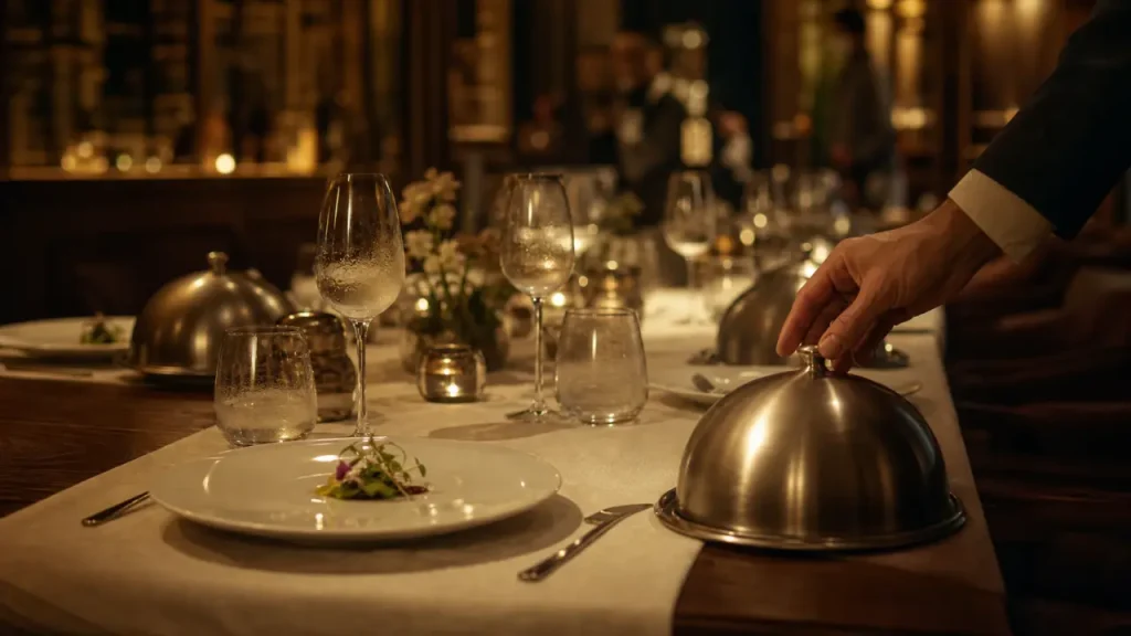 Pur restaurant gastronomique, Table du Chef pour 6 invités, table et cloche