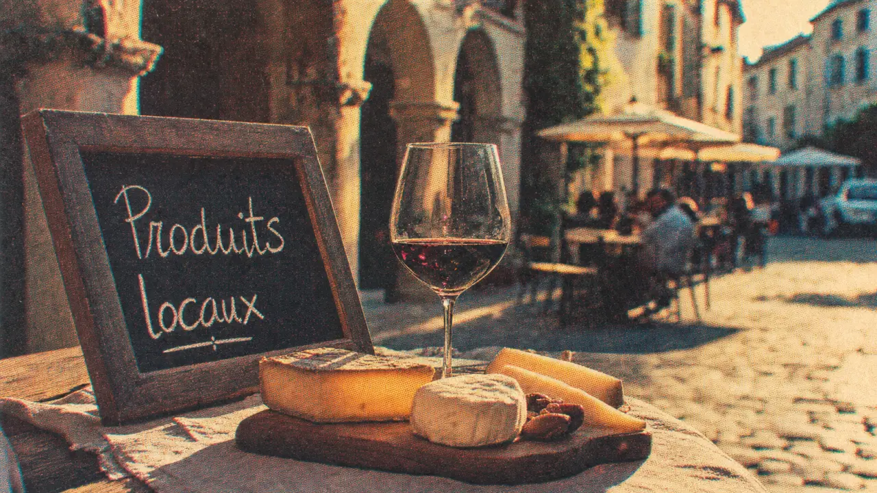 Resto martel : produits locaux et vin sur une terrasse