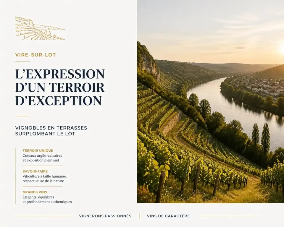 Vignobles de Cahors à Vire-sur-Lot sur les terrasses du Lot