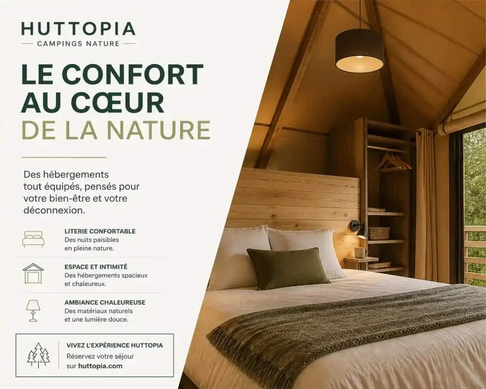 Hébergement type tente Sweet au camping Huttopia Beaulieu-sur-Dordogne
