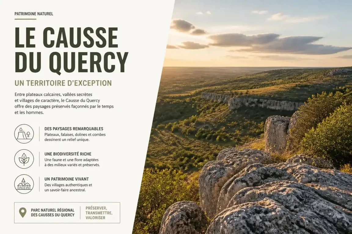 Paysage naturel du Causse du Quercy entourant la Forêt des Singes à Rocamadour