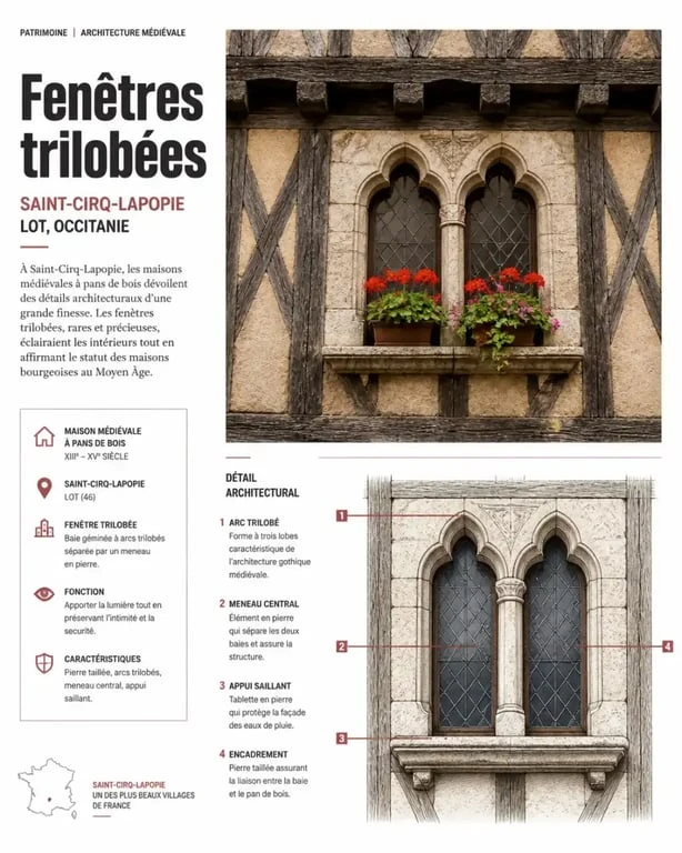 Architecture médiévale typique lors d'une visite à Saint-Cirq-Lapopie