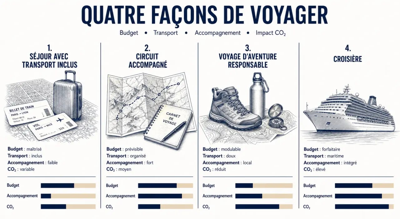 Voyage & Tourisme : comparaison visuelle des séjours, circuits et voyages responsables