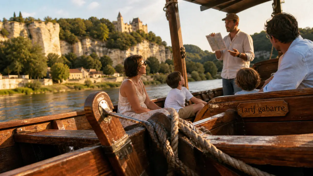 Gabarre dordogne tarif : vue depuis une gabarre en bois sur la Dordogne