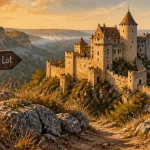 Liste des châteaux du Lot : château dans la vallée du Lot, vue depuis un sentier
