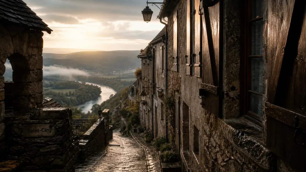 Villages du Lot : ruelle pavée à Saint-Cirq-Lapopie