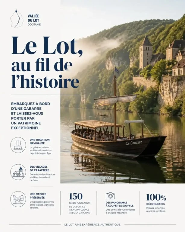 Navigation sur le Lot avec la Gabarre Fuméloise, Office de Tourisme Fumel Vallée du Lot