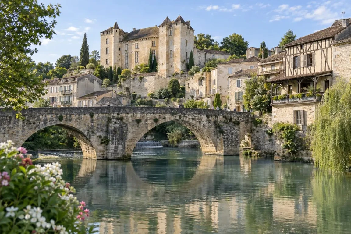 Tourisme Nérac Lot-et-Garonne : château, Vieux Pont et maisons anciennes au bord de la Baïse