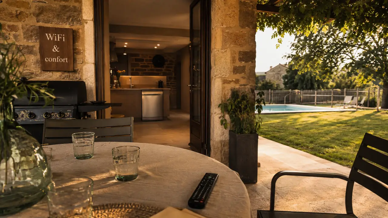 Location vacances avec équipements modernes dans le Lot : terrasse, WiFi et piscine privée
