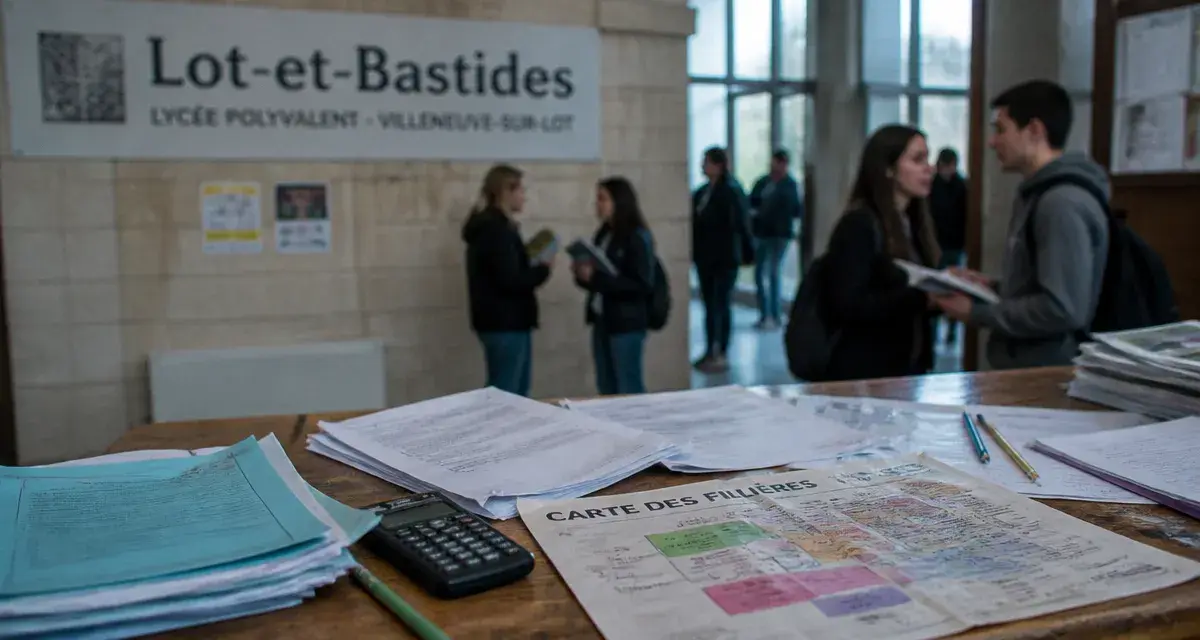 Hall du lycée Lot et Bastides à Villeneuve-sur-Lot, élèves et études