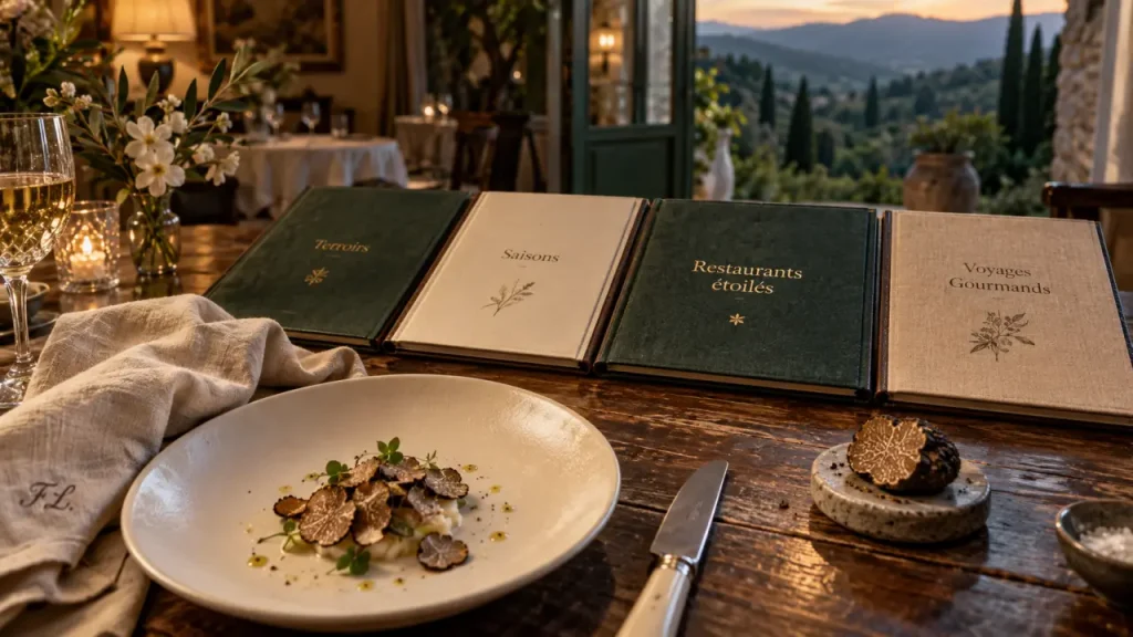 Menus des restaurants étoilés lot, Michelin 2025, truffe et table en pierre