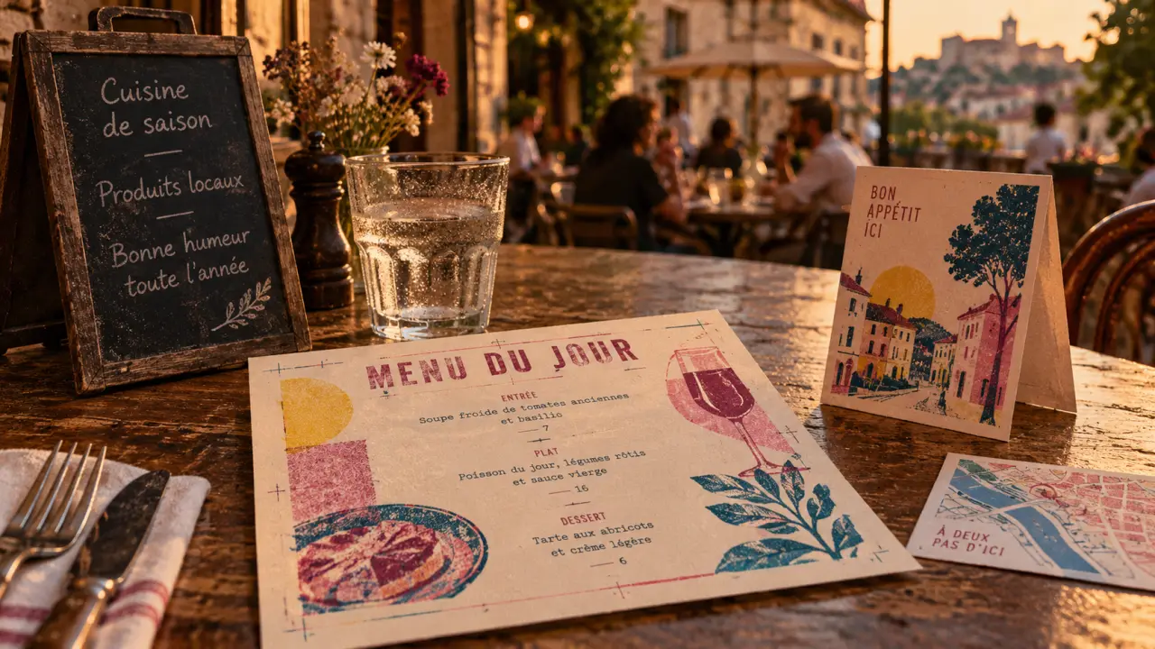 Menu du jour pour restaurants puy l'eveque lot, terrasse
